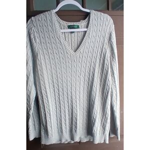 Silk Lauren Ralph Lauren Greu With Silver Metallic Blended V-Neck Sweater